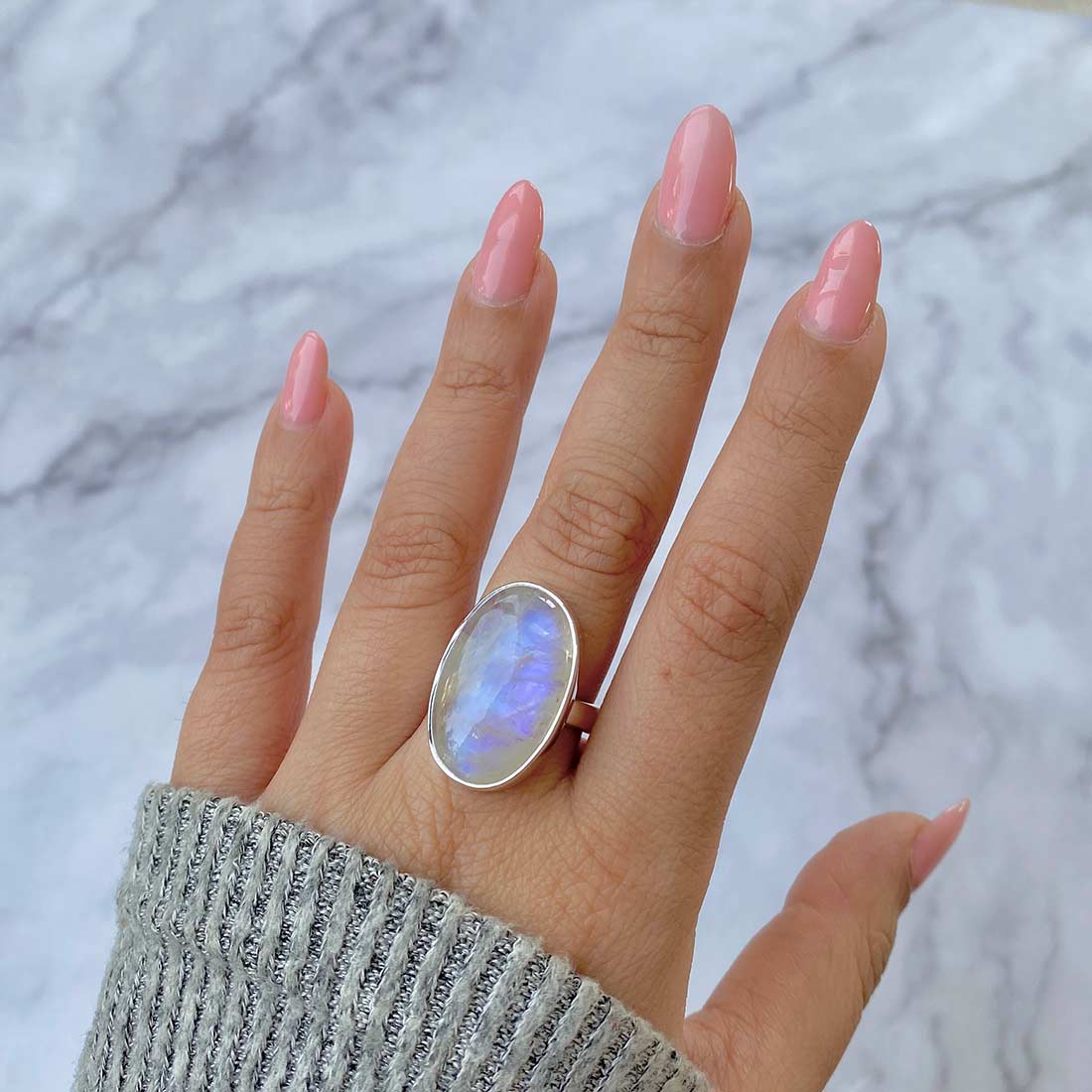 Moonstone Adjustable Ring-(RBM-R-52.)
